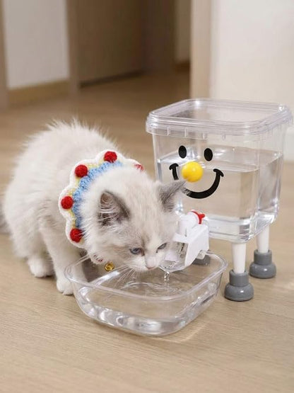 Dog and Cat Water Feeder Pumpless PP Plastic Drink Bowl Dust Cover Feeder Clear Tank Automatic Refill Convenient Novelty Style Indoor，Yellow + Red