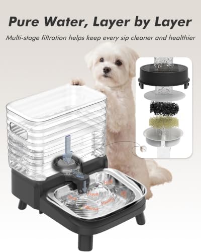 Water Bowl Dispenser for Medium & Small Dogs with Patent Faucet, 3.2 Gallon