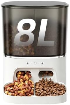 Automatic Cat Feeder, Dual Bowl Pet Feeder, 8L Dog Food Dispenser