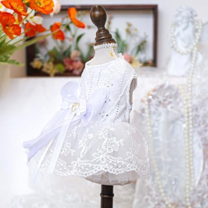 Fashion Sweet Puppy Dog Blingbling Princess Skirt Pet Dog Lace Cake Camisole Tutu Dress K-White XS - Image 3