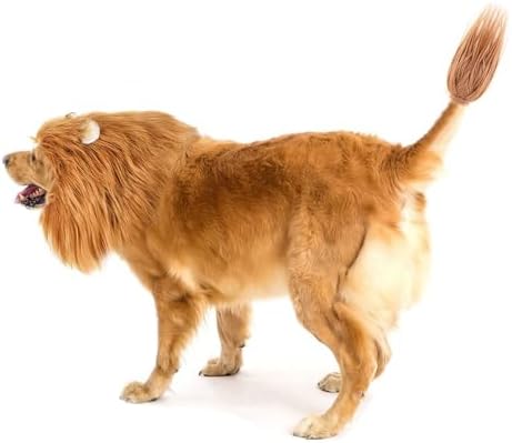 Dog Costume Halloween Dog Costume Lion Mane for Medium and Large Dogs Realistic Lion Wig Dog Costume Supplement Lion Mane for Photoshoot Entertainment (Red-Brown) Size S + Tail Set - Image 7