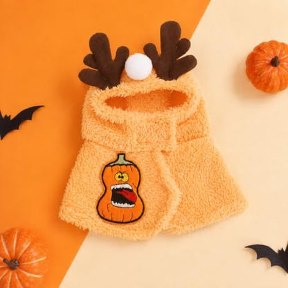 Funny Halloween Dog Costume with Reindeer Hood, Cute Pet Cape for Cats and Small Dogs, Soft Plush Pet Halloween Costume for Trick or Treat, Cosplay, Holiday Party, Orange, Medium - Image 5