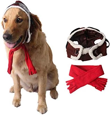 Dog Pilot Costume Dog Halloween Costume Aviator Hat with Goggles and Scar by Coppthinktu