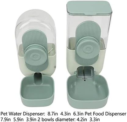 Hanging Automatic Food Water Dispenser, Safe Cage Auto Gravity Pet Feeder and Waterer Set, Cat Food Water Dispenser with Bowl for for Samll Dog Cat Rabbit Chinchilla Hedgehog