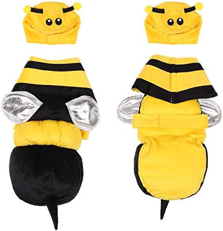 Spooktacular Creations Pet Dog Bee Costume with 3D Bee Hat, Silver Wings for Halloween Dress-up Party, Role Play, Carnival Cosplay, Holiday Decorations Clothes (Large) - Image 4