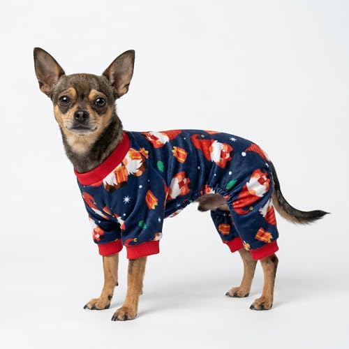 Fitwarm Gnome Dog Christmas Pajamas, Dog Winter Clothes for Small Dogs Girl, Lightweight Velvet Pet Jumpsuit, Cat Outfit, Black, Red, XXL - Image 3