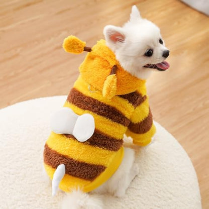 ANIAC Pet Hoodie Cat Rabbit Outfit with Bunny Ears Cute Sweatshirt Spring and Autumn Puppy Knitted Sweater Kitty Soft Knitwear (Yellow, X-Large) - Image 4