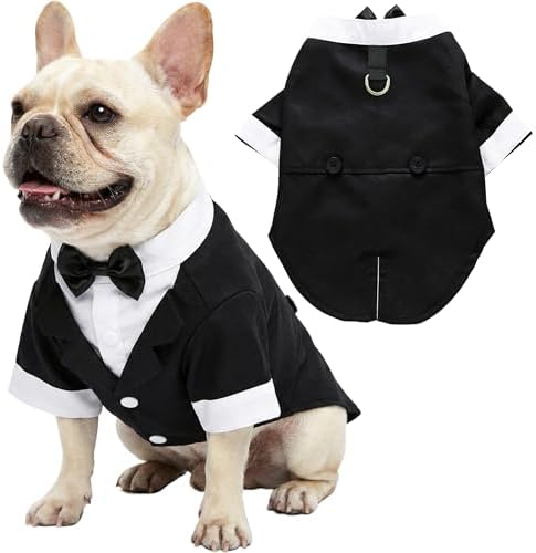 Dog Tuxedo with Bow Tie, Formal Wedding Suit for Small Medium Puppy Dogs by Brocarp