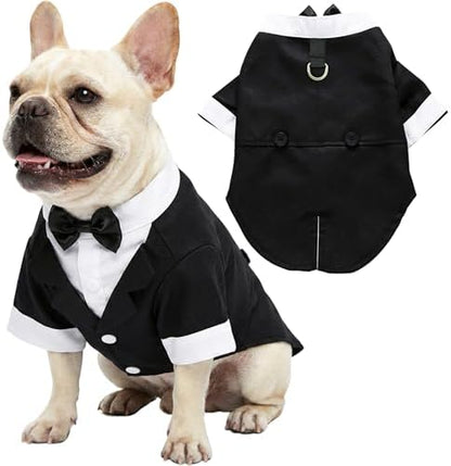 Dog Tuxedo with Bow Tie, Formal Wedding Suit for Small Medium Puppy Dogs by Brocarp