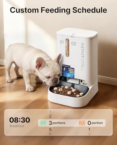 PETKIT Automatic Cat Feeder with Camera, Upgraded Multi-Cat Recognition, Night Vision,2.4G&5G WiFi Dog Feeder with Freshness Lock,5L Timed Dual Hopper Food Dispenser with Low Food Sensor