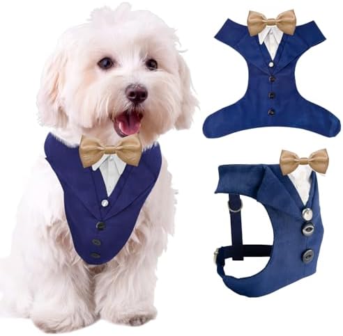 AVERYDAY Dog Tuxedo for Wedding Outfit, Dog Suit and Tie Costumes for Birthday, Halloween, Cosplay, Christmas Party, Pet Formal Wear with Bowtie, Tux for Small Dogs, Chihuahua, Bichon, Maltese, Cats by YourAveryDay