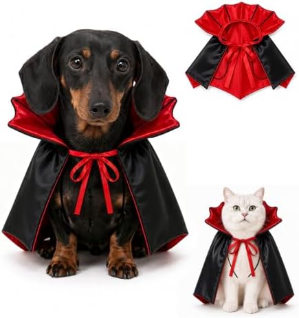 Dog Halloween Costumes for Small Medium Dogs Cats Upgraded, Funny Small Dog Devil Costumes for Trick-or-Treating, Cosplay, Parties, Photo Shoots Adjustable 10-20 Inches(Red) by Unknown