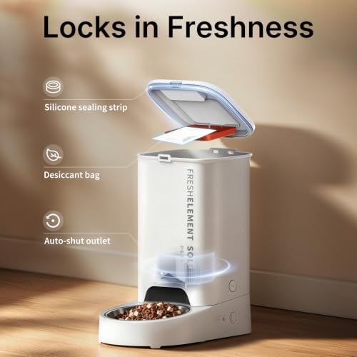 PETKIT Automatic Cat Feeder, 2.4G WiFi Automatic Dog Feeder, App Control Pet Food Dispenser with Triple Fresh-Lock System, Schedule Feeding, Food Shortage Alert, Dual Power-Charge&Battery,3L Capacity