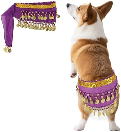 Dog Belly Dance Skirt with Sequins, Bling Belly Dance Hip Scarf for Corgis by Unknown