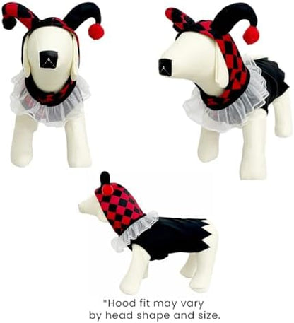 Court Jester Pet Halloween Costume with Hood - Small to Medium-Large Breed Funny Clothes Outfit Apparel (Small) - Image 2