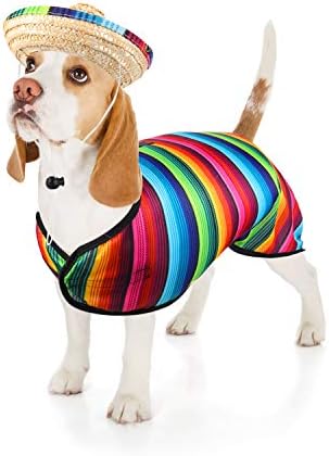 Weewooday 3 Pcs Dog Sombrero Hat and Poncho Halloween Dog Costume M - Image 5