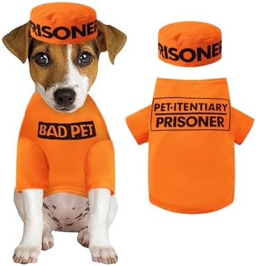 Prisoner Pet Costume Prison Pooch Funny Prisoner Halloween Costume for Small Dogs Cats (2X-Large) by MOMMY%27S+NEW+MAN