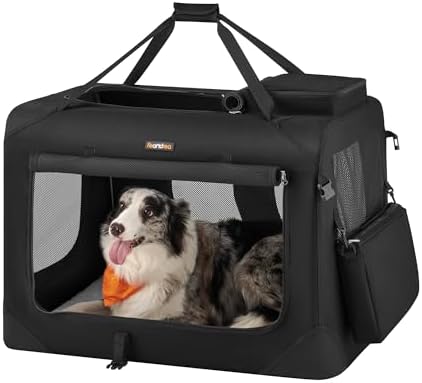 Feandrea Collapsible Soft Dog Crate, Portable Travel Carrier, 32 Inches