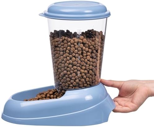 Ferplast Dry Food Dispenser for Dogs and Cats 3 Liter Zenith Practical pet Feeder Food Dispenser Biscuits for Animals, Transparent Tank with lid, Non-Slip Bottom, 20,2 x 29,2 x h 28,8 cm Blue
