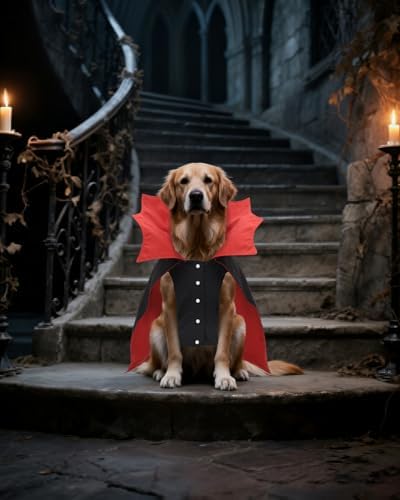 CuteBone Dog Halloween Costumes for Small, Medium, Large Dogs – Vampire Pet Cosplay Outfits | Cute Puppy Costume for Halloween Party, Dress-Up, Photo Shoots GBZ04-4XL - Image 5