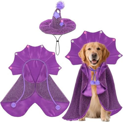 Witch Dog Halloween Costumes Devil Vampire Dog Costumes Cape Hat for Medium Dogs Halloween Party Cosplay Costumes for Large Medium Dogs Pets Cats by Unknown