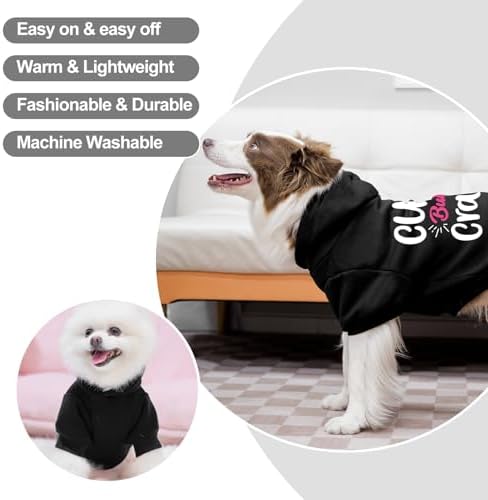 EXPAWLORER Dog Hoodies for Small Medium Large Dogs,Cute But Crazy Black SM - Image 6