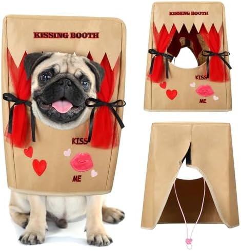 Halloween Dog Kissing Booth Costume Headpiece for Pets, Brown, L/XL by Solsew