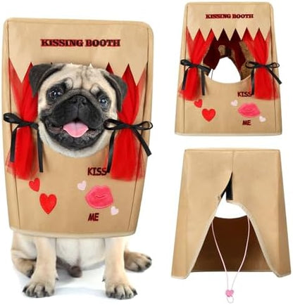 Halloween Dog Kissing Booth Costume Headpiece for Pets, Brown, L/XL by Solsew