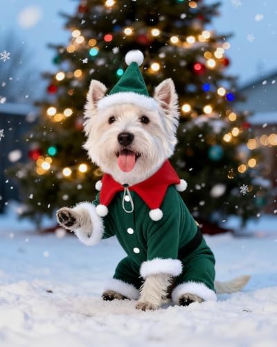 CuteBone Christmas Dog Costumes for Small, Medium, Large Dogs – Elf Pet Cosplay Outfits | Cute Puppy Costume for Holiday Party, Dress-Up, Photo Shoots GBZ07XS - Image 4