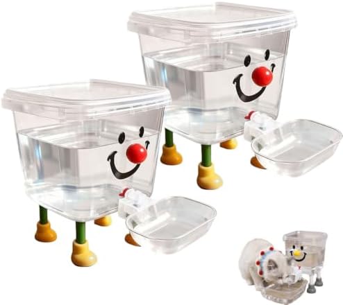 Dog and Cat Water Feeder Pumpless PP Plastic Drink Bowl Dust Cover Feeder Clear Tank Automatic Refill Convenient Novelty Style Indoor，Red+ Red