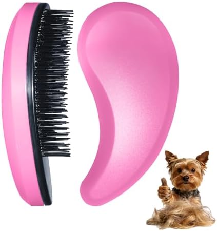 Small Dog Brush, Skin-friendly Soft Bristles (Pink) by MAEELOU