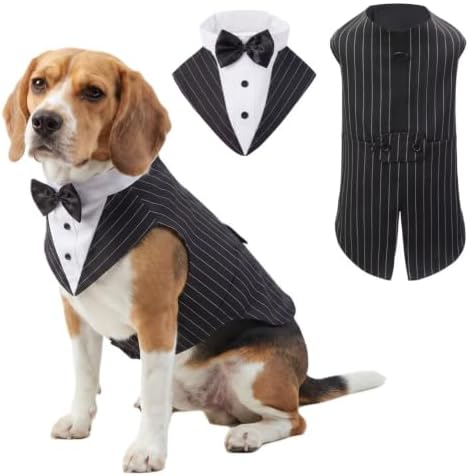 Dog Tuxedo,Dog Suit and Bandana Set,Striped Dog Costume with D-Ring by Unknown