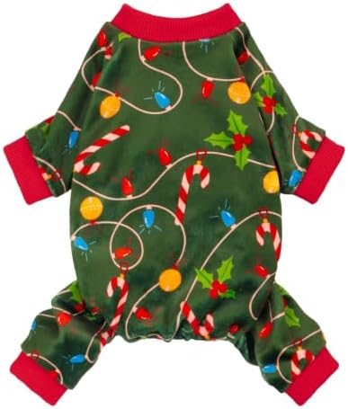 Fitwarm Colorful Lights Dog Pajamas, Cozy Christmas Outfit for Small Dogs Boy Girl, Holiday Pet Clothes, Green, Red, XL by Fitwarm