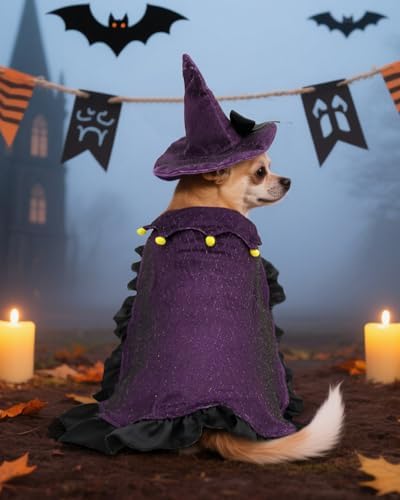 CuteBone Dog Halloween Costumes for Small, Medium, Large Dogs – Witch Pet Cosplay Outfits | Cute Puppy Costume for Halloween Party, Dress-Up, Photo Shoots GBZ03S - Image 5