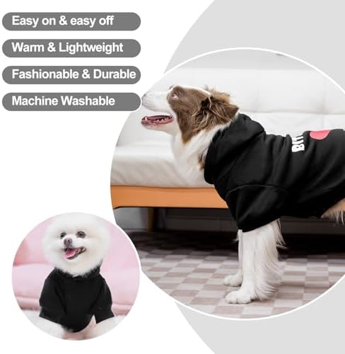 EXPAWLORER Dog Hoodies for Small Medium Large Dogs,Black S - Image 5