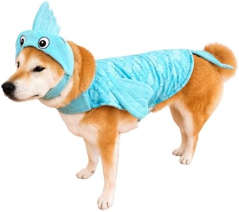 ComfyCamper Blue Fish Cape Headpiece Costume for Dogs Halloween Costumes, XL - Image 2