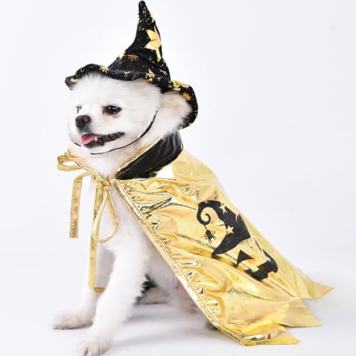 Halloween Dog Costume Witch Cloak Cape Wizard Hat Pet Cat Dog Witch Costumes Adjustable Halloween Costume Set Carnival Holiday Party Supplies Cosplay Clothes - Image 5