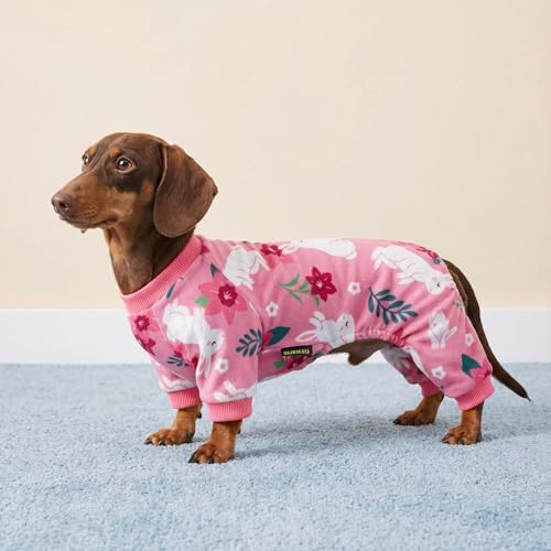 Fitwarm Floral Bunny Dog Pajamas, Cute Easter Outfit for Small Dogs Girl, Festive Pet Clothes, Pink, Red, White, Small - Image 7