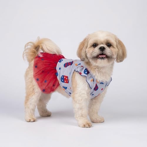 Fitwarm 4th of July Ice Pop Dog Dress, Patriotic Clothes for Small Dogs Girl, Festive Pet Outfit, Blue, Red, Medium - Image 5