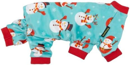 Fitwarm Snowman Dog Pajamas, Funny Christmas Clothes for Small Dogs Boy Girl, Holiday Pet Outfit, Blue, Red, White, Medium - Image 3