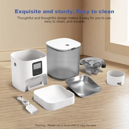 ANDOLL HOME Automatic Cat Feeder, 6L Cat Food Dispenser with 10s Voice Recorder, Pet Feeder up to 8 Meals per Day, Timed Feeder with Dry Food Sealed Ring (Jade White)