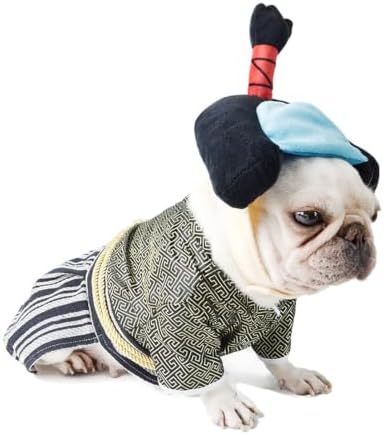Samurai Pet Costume for French Bulldog, Funny Samurai Outfit, Dog & Cat Party Clothes, Halloween Cosplay (L, Black) - Image 2