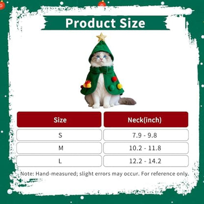 Dog Christmas Costumes Pet Cape with Hood, Cute Pet Costumes for Cats Dogs, Fluffy Dog Costume Cat Clothes for Holiday Party and Photos,（Green/M - Image 3