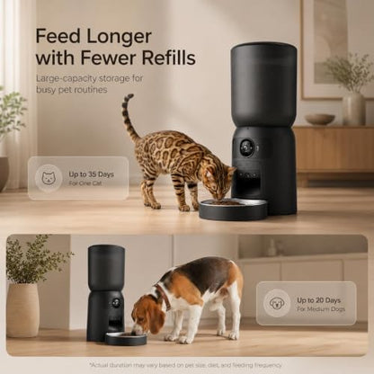 Automatic Cat Feeder with Camera, 2K WiFi App-Controlled Pet Feeder