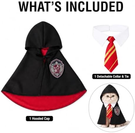 Dog Cat Wizard Costume, Halloween Pet Cape with Necktie, Cosplay Outfit, M - Image 2