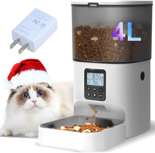 ANDOLL HOME Automatic Cat Feeder,4L Timed Cat＆Dog Dry Food Dispenser