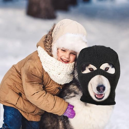 HOWWFALY Dog Halloween Christmas Costume Ear Muffs Noise Protection Knitted Dogs Ears Warm Hats Dog Robbers & Thieves Mask Funny Pet Cosplay for Medium Large Pets(Black Mask) - Image 5