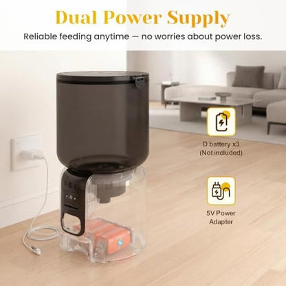 Fansafurn Automatic Cat Feeder with 2K HD Camera, Automatic Dog Feeder with App Control via 2.4G/5G WiFi, Dual Power System & Voice Recording, 4L Food Dispenser for Cats and Small Dogs, Black