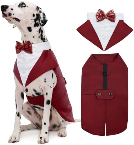 Kuoser Dog Tuxedo, Dog Suit and Bandana Set, Dogs Costume with D-Ring by Kuoser