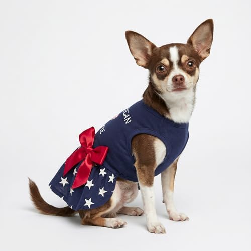 Fitwarm 100% Cotton 4th of July American Cutie Dog Clothes Memorial Day Dog Outfits Patriotic Dresses Doggie Dress Pet Cat Apparel Blue XS - Image 5